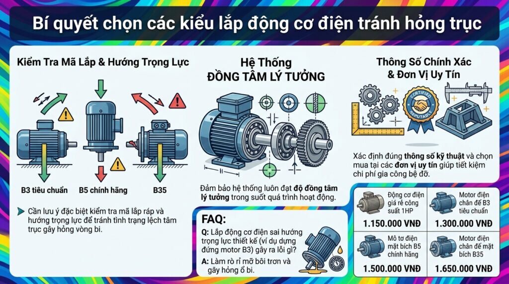 Bí quyết chọn các kiểu lắp động cơ điện tránh hỏng trục.