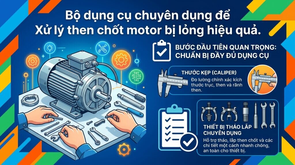 Bộ dụng cụ chuyên dụng để Xử lý then chốt motor bị lỏng hiệu quả.