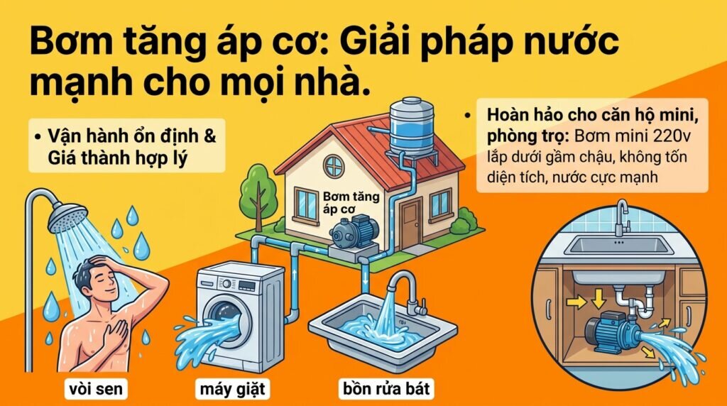 Bơm tăng áp cơ: Giải pháp nước mạnh cho mọi nhà.