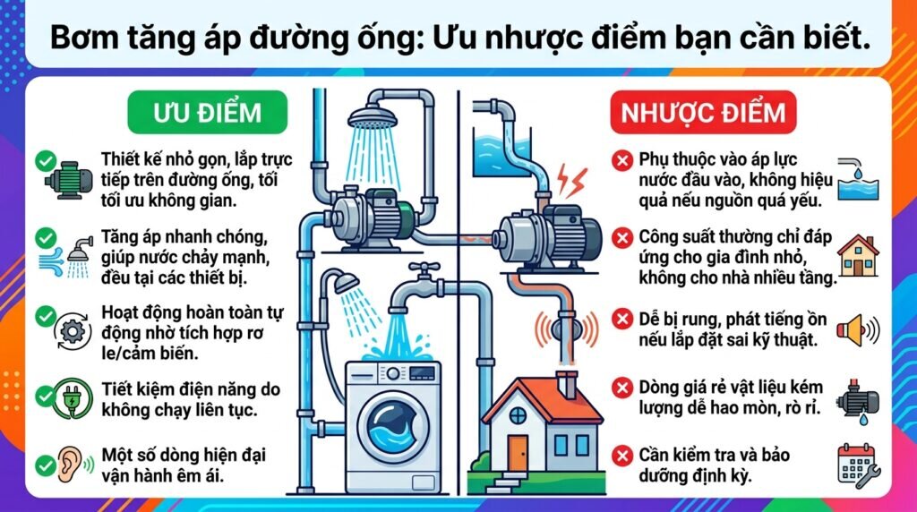 Bơm tăng áp đường ống: Ưu nhược điểm bạn cần biết.
