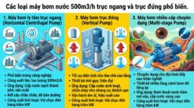 Các loại máy bơm nước 500m3/h trục ngang và trục đứng phổ biến.