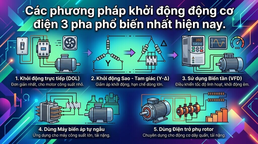 Các phương pháp khởi động động cơ điện 3 pha phổ biến nhất hiện nay.