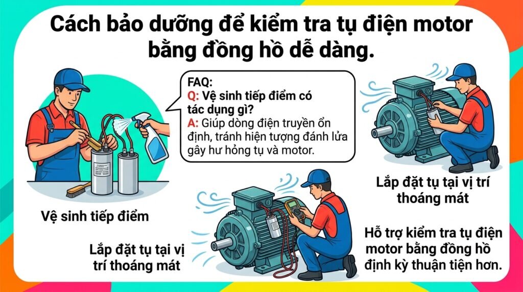 Cách bảo dưỡng để kiểm tra tụ điện motor bằng đồng hồ dễ dàng.