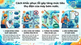 Cách khắc phục lỗi gây tăng mức tiêu thụ điện của máy bơm nước.