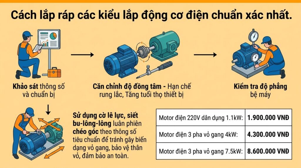 Cách lắp ráp các kiểu lắp động cơ điện chuẩn xác nhất.