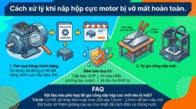 Cách xử lý khi nắp hộp cực motor bị vỡ mất hoàn toàn.