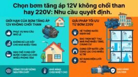 Chọn bơm tăng áp 12V không chổi than hay 220V: Nhu cầu quyết định.