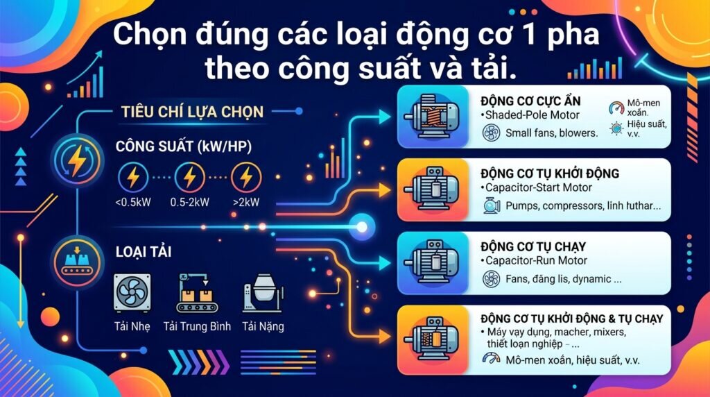 Chọn đúng các loại động cơ 1 pha theo công suất và tải.