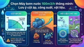 Chọn Máy bơm nước 100m3/h thông minh: Lưu ý cột áp, công suất, vật liệu.