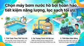 Chọn máy bơm nước hồ bơi hoàn hảo, tiết kiệm năng lượng, lọc sạch tối ưu.