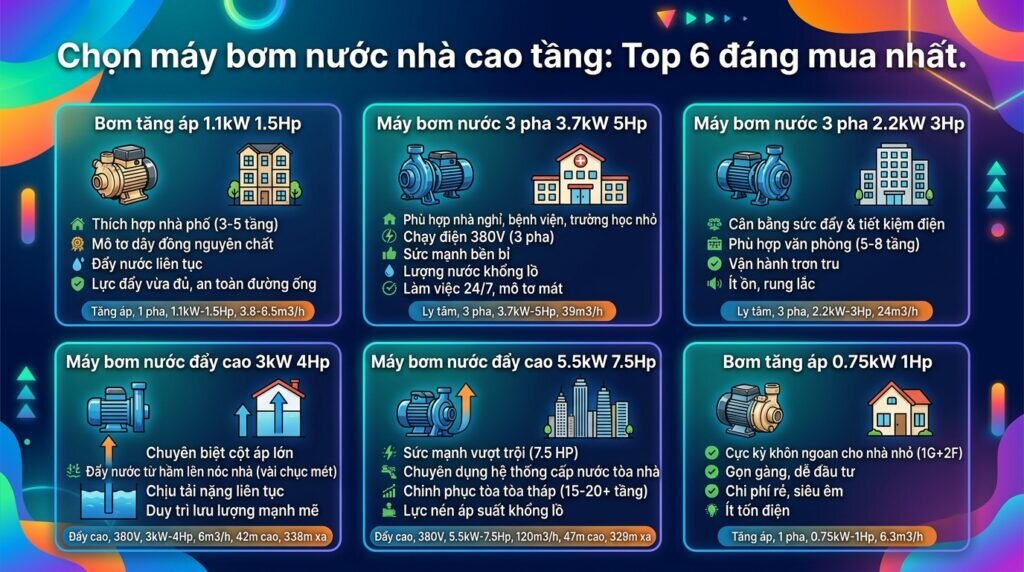Chọn máy bơm nước nhà cao tầng: Top 6 đáng mua nhất.