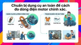 Chuẩn bị dụng cụ an toàn để cách đo dòng điện motor chính xác.