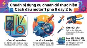 Chuẩn bị dụng cụ chuẩn để thực hiện Cách đấu motor 1 pha 6 dây 2 tụ