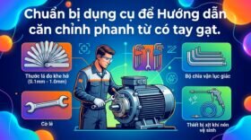 Chuẩn bị dụng cụ để Hướng dẫn căn chỉnh phanh từ có tay gạt.