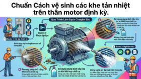 Chuẩn Cách vệ sinh các khe tản nhiệt trên thân motor định kỳ.