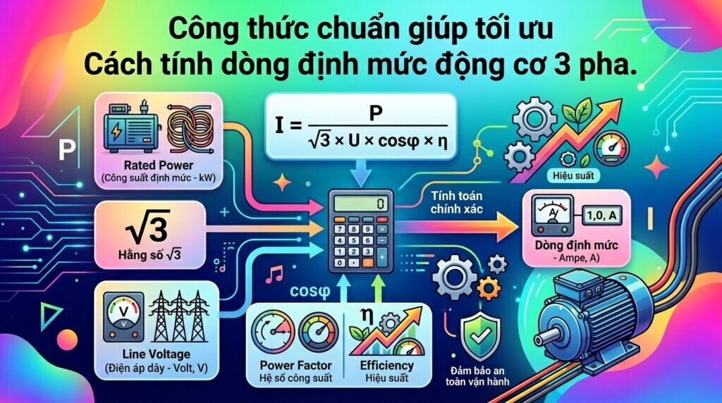 Công thức chuẩn giúp tối ưu Cách tính dòng định mức động cơ 3 pha.