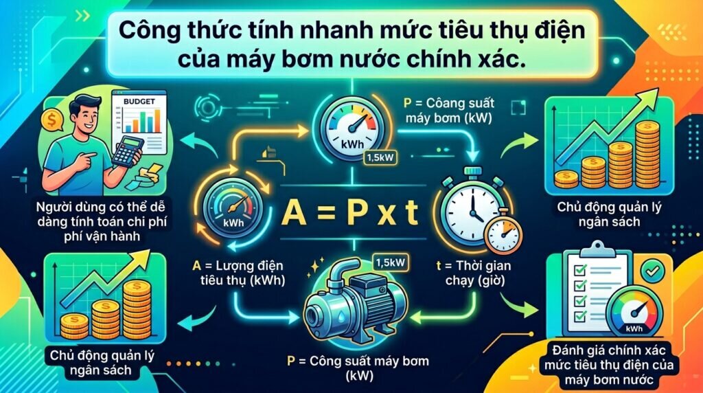 Công thức tính nhanh mức tiêu thụ điện của máy bơm nước chính xác.