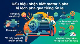 Dấu hiệu nhận biết motor 3 pha bị lệch pha qua tiếng ồn lạ.
