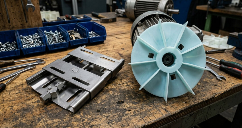 Đế động cơ giúp motor điều chỉnh vị trí và quạt làm mát tản nhiệt cho hệ thống motor