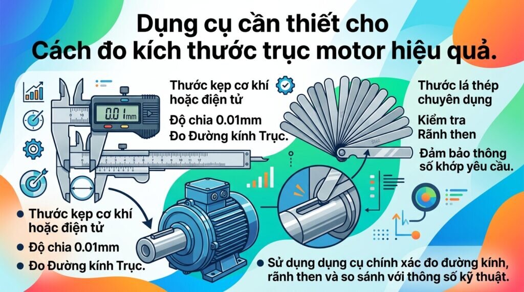 Dụng cụ cần thiết cho Cách đo kích thước trục motor hiệu quả.