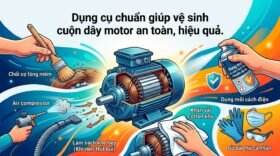 Dụng cụ chuẩn giúp vệ sinh cuộn dây motor an toàn, hiệu quả.