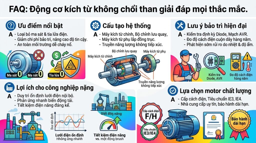 FAQ: Động cơ kích từ không chổi than giải đáp mọi thắc mắc.