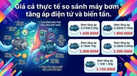Giá cả thực tế so sánh máy bơm tăng áp điện tử và biến tần.
