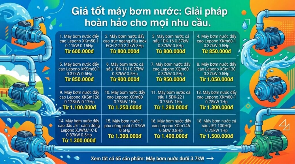 Giá tốt máy bơm nước: Giải pháp hoàn hảo cho mọi nhu cầu!