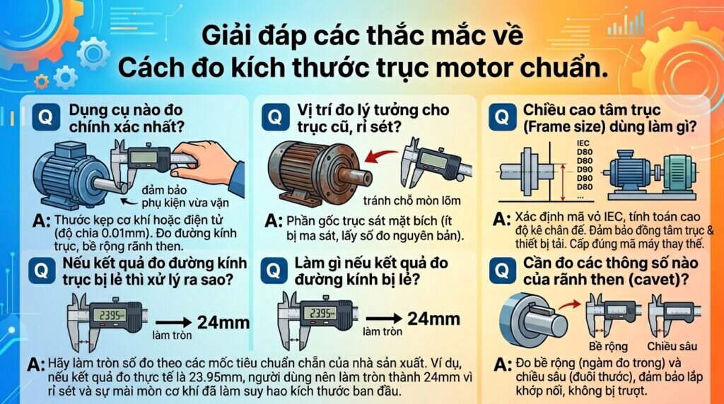 Giải đáp các thắc mắc về Cách đo kích thước trục motor chuẩn.