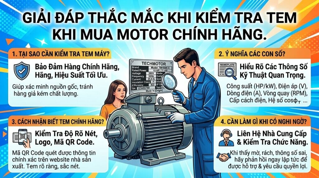 Giải đáp thắc mắc khi kiểm tra tem khi mua motor chính hãng.