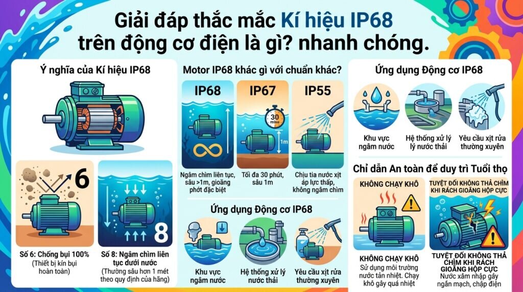 Giải đáp thắc mắc Kí hiệu IP68 trên động cơ điện là gì? nhanh chóng.