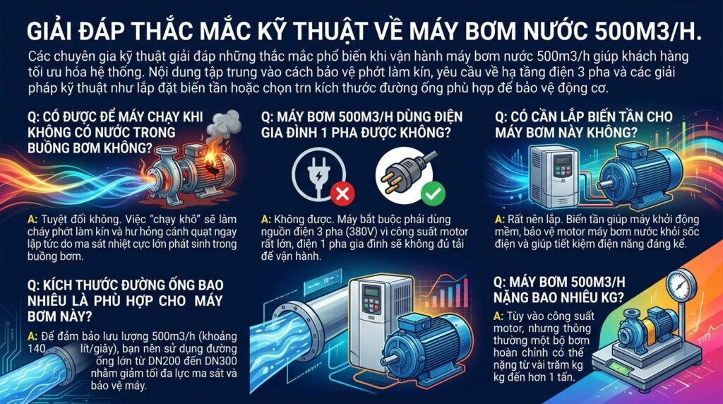 Giải đáp thắc mắc kỹ thuật về máy bơm nước 500m3/h.