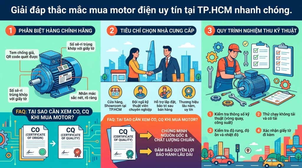 Giải đáp thắc mắc mua motor điện uy tín tại TP.HCM nhanh chóng.