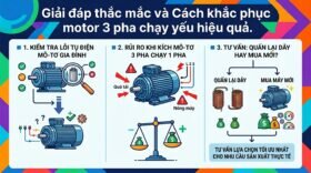 Giải đáp thắc mắc và Cách khắc phục motor 3 pha chạy yếu hiệu quả.
