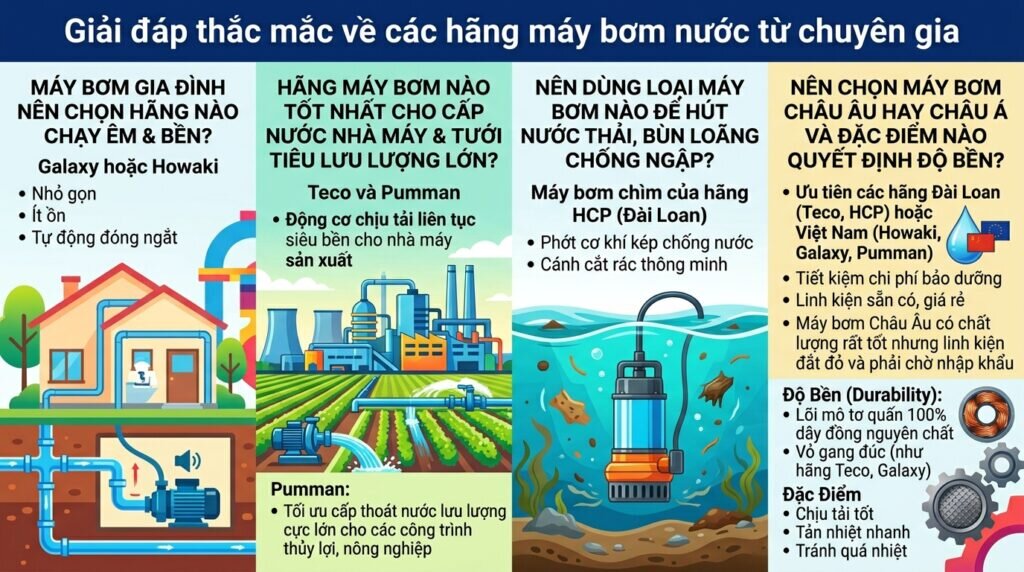 Giải đáp thắc mắc về các hãng máy bơm nước từ chuyên gia.