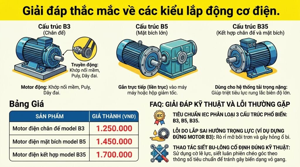 Giải đáp thắc mắc về các kiểu lắp động cơ điện.