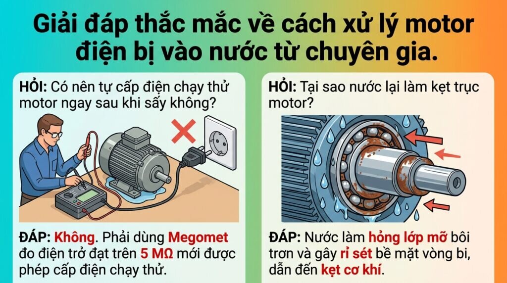 Giải đáp thắc mắc về cách xử lý motor điện bị vào nước từ chuyên gia.
