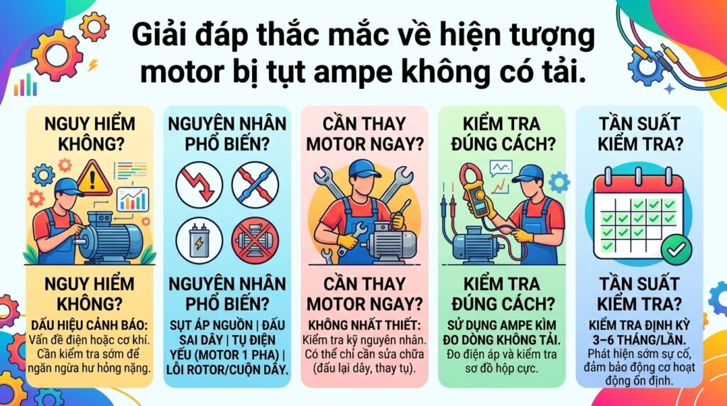 Giải đáp thắc mắc về hiện tượng motor bị tụt ampe không có tải.