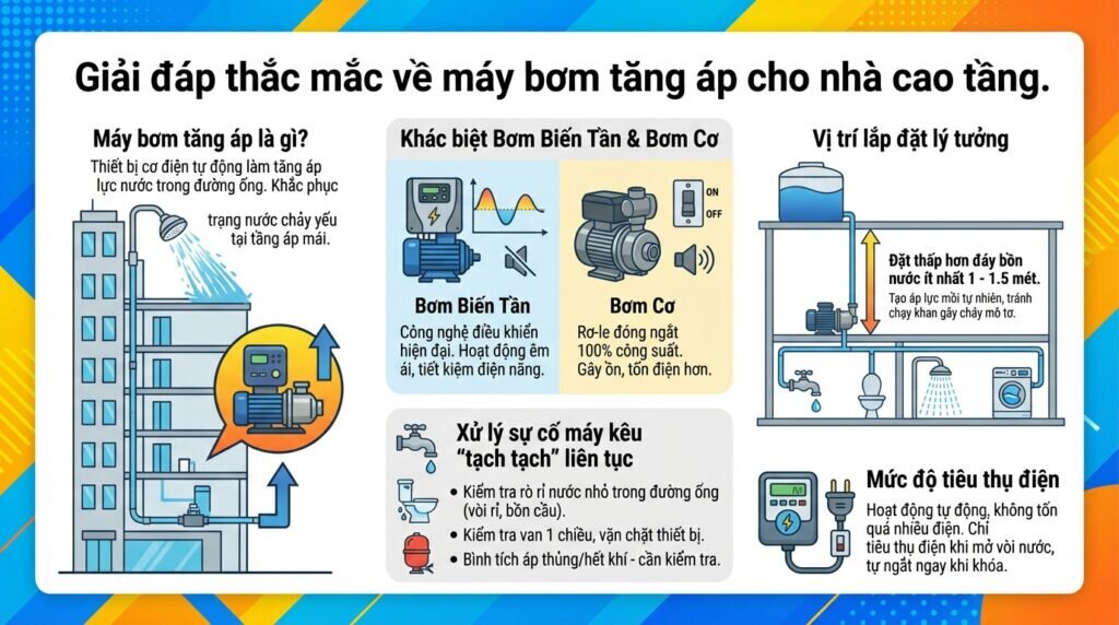 Giải đáp thắc mắc về máy bơm tăng áp cho nhà cao tầng.