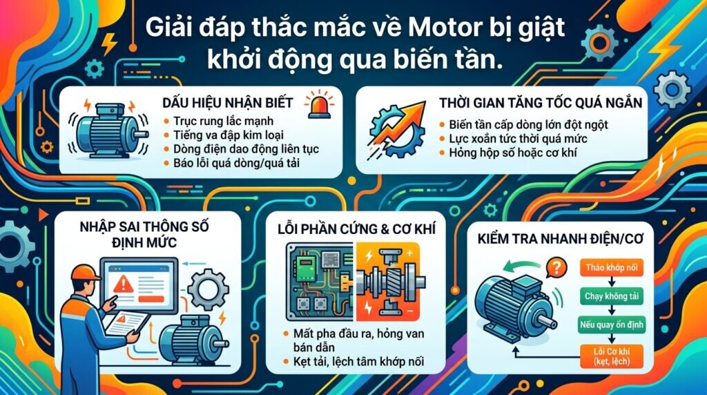 Giải đáp thắc mắc về Motor bị giật khởi động qua biến tần.