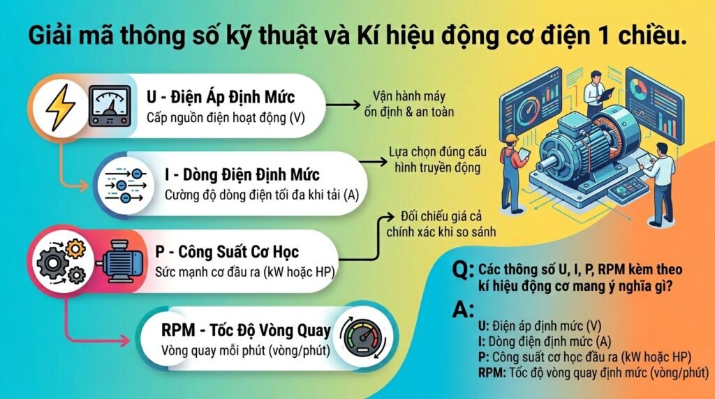 Giải mã thông số kỹ thuật và Kí hiệu động cơ điện 1 chiều.