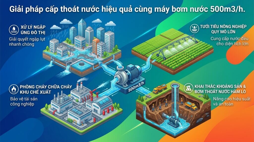 Giải pháp cấp thoát nước hiệu quả cùng máy bơm nước 500m3/h.
