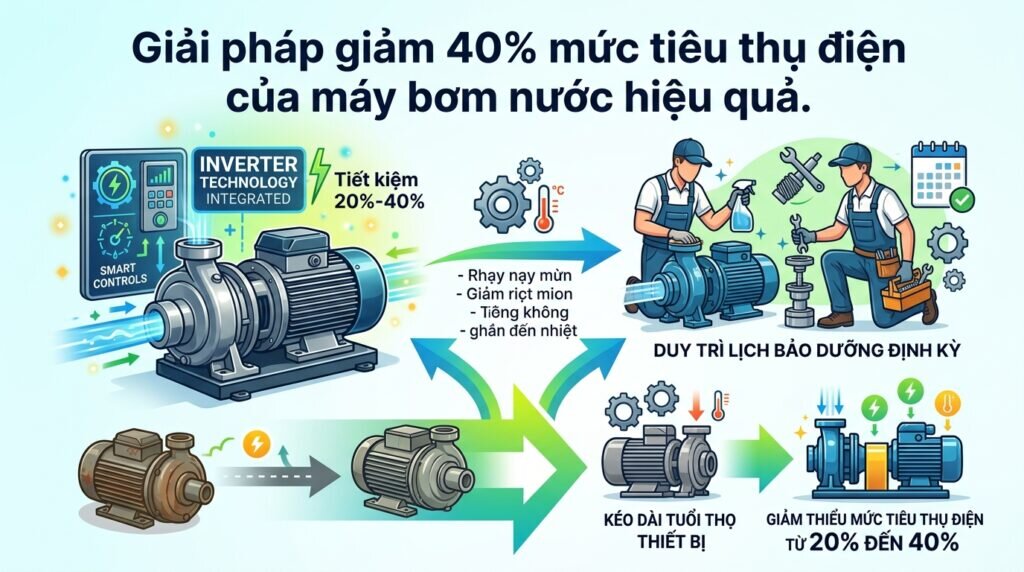 Giải pháp giảm 40% mức tiêu thụ điện của máy bơm nước hiệu quả.