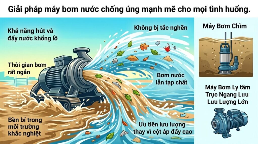 Giải pháp máy bơm nước chống úng mạnh mẽ cho mọi tình huống.
