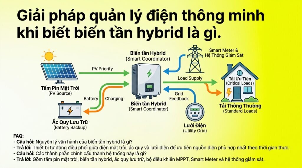Giải pháp quản lý điện thông minh khi biết biến tần hybrid là gì.