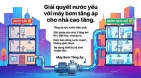 Giải quyết nước yếu với máy bơm tăng áp cho nhà cao tầng.