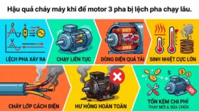 Hậu quả cháy máy khi để motor 3 pha bị lệch pha chạy lâu.