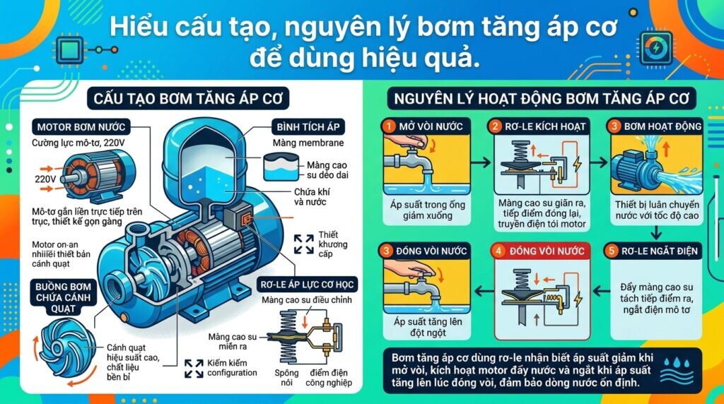 Hiểu cấu tạo, nguyên lý bơm tăng áp cơ để dùng hiệu quả.