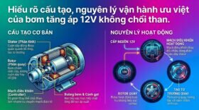 Hiểu rõ cấu tạo, nguyên lý vận hành ưu việt của bơm tăng áp 12V không chổi than.