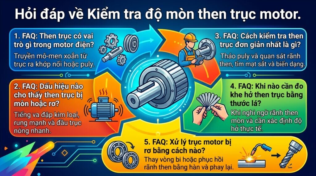 Hỏi đáp về Kiểm tra độ mòn then trục motor.